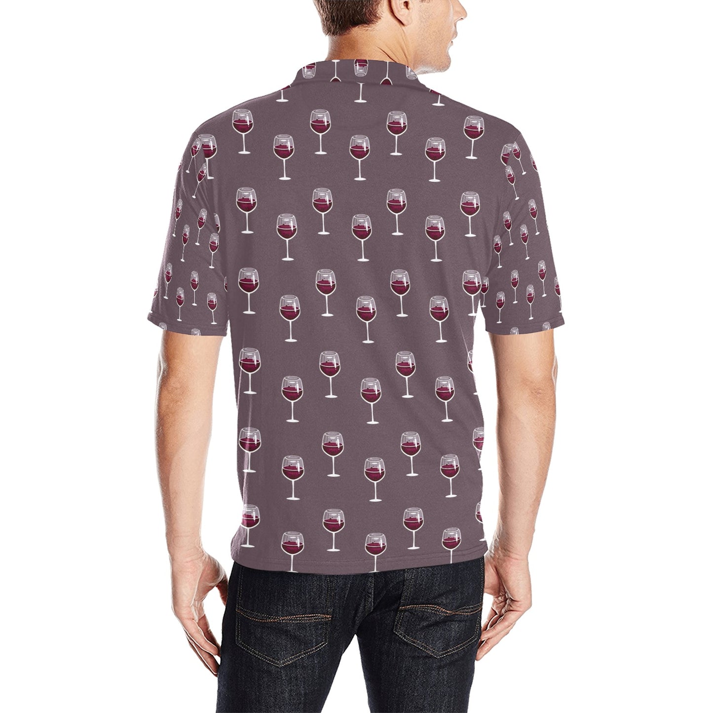 Wine Glass Pattern Print Design LKS305 Men Polo Shirt
