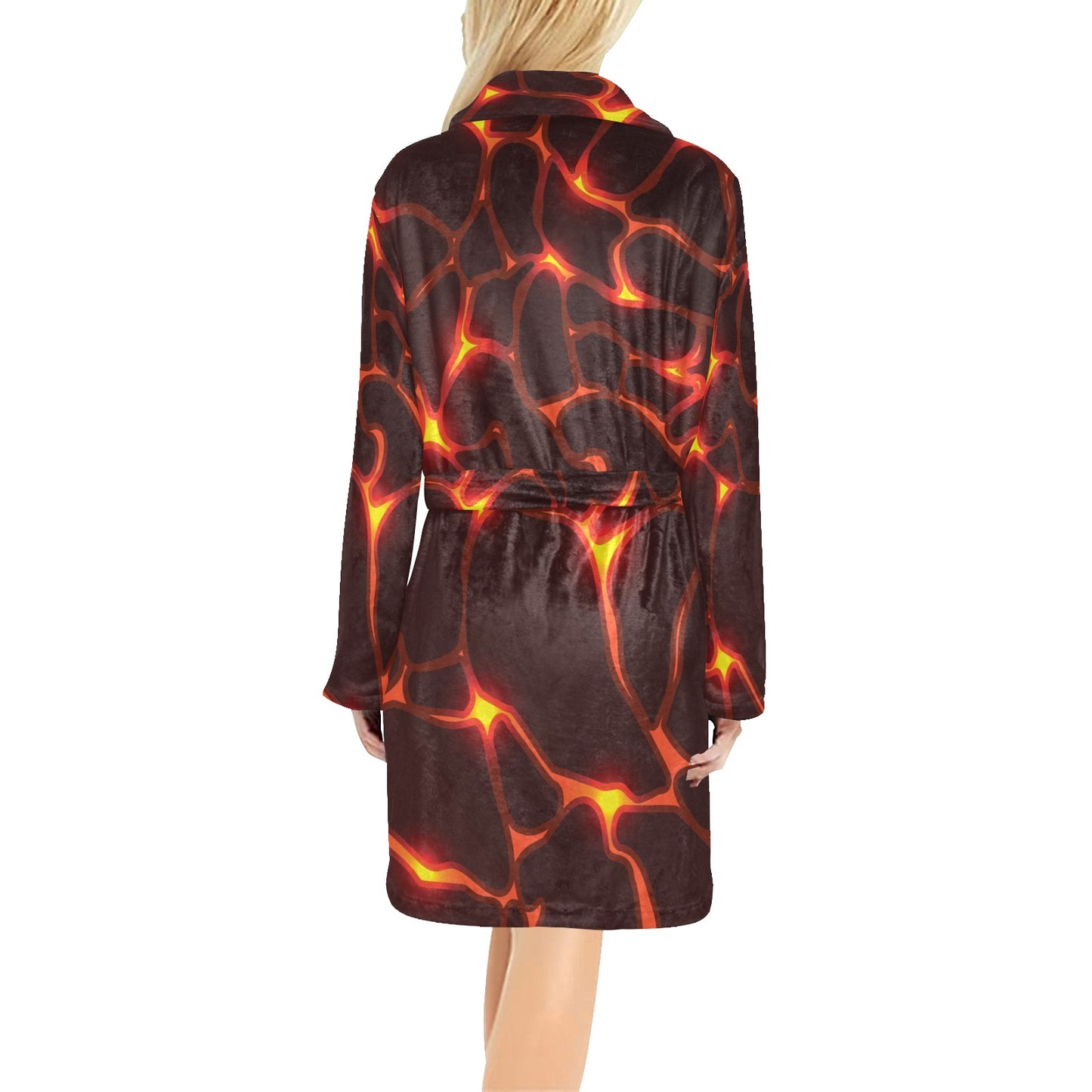 Lava Pattern Print Design 02 Women's Fleece Robe