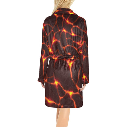 Lava Pattern Print Design 02 Women's Fleece Robe