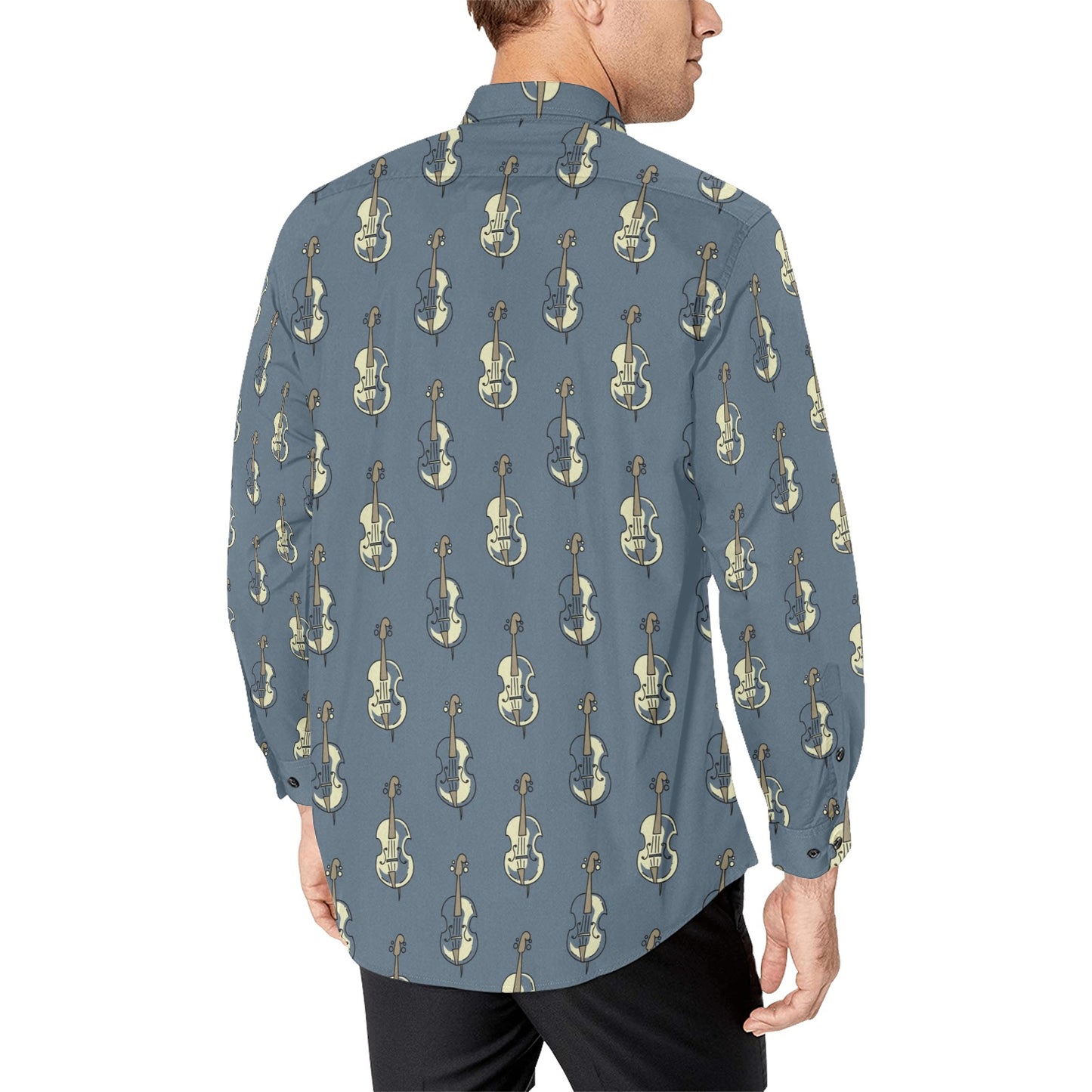 Violin Print Design LKS403 Men's Long Sleeve Dress Shirt