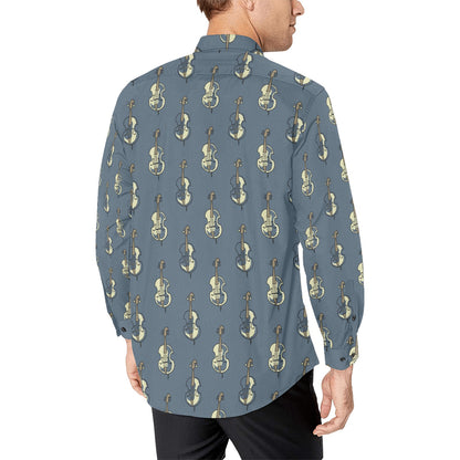 Violin Print Design LKS403 Men's Long Sleeve Dress Shirt