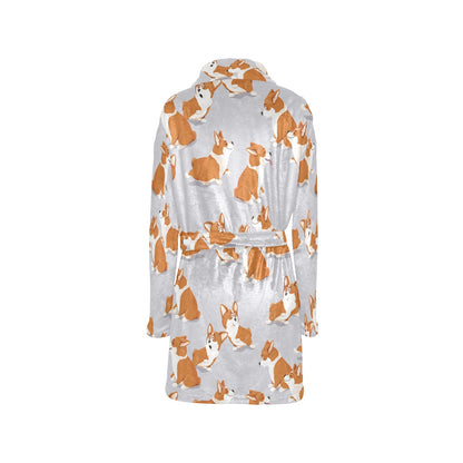 Pembroke Welsh Corgis Pattern Print Design A04 Women's Fleece Robe