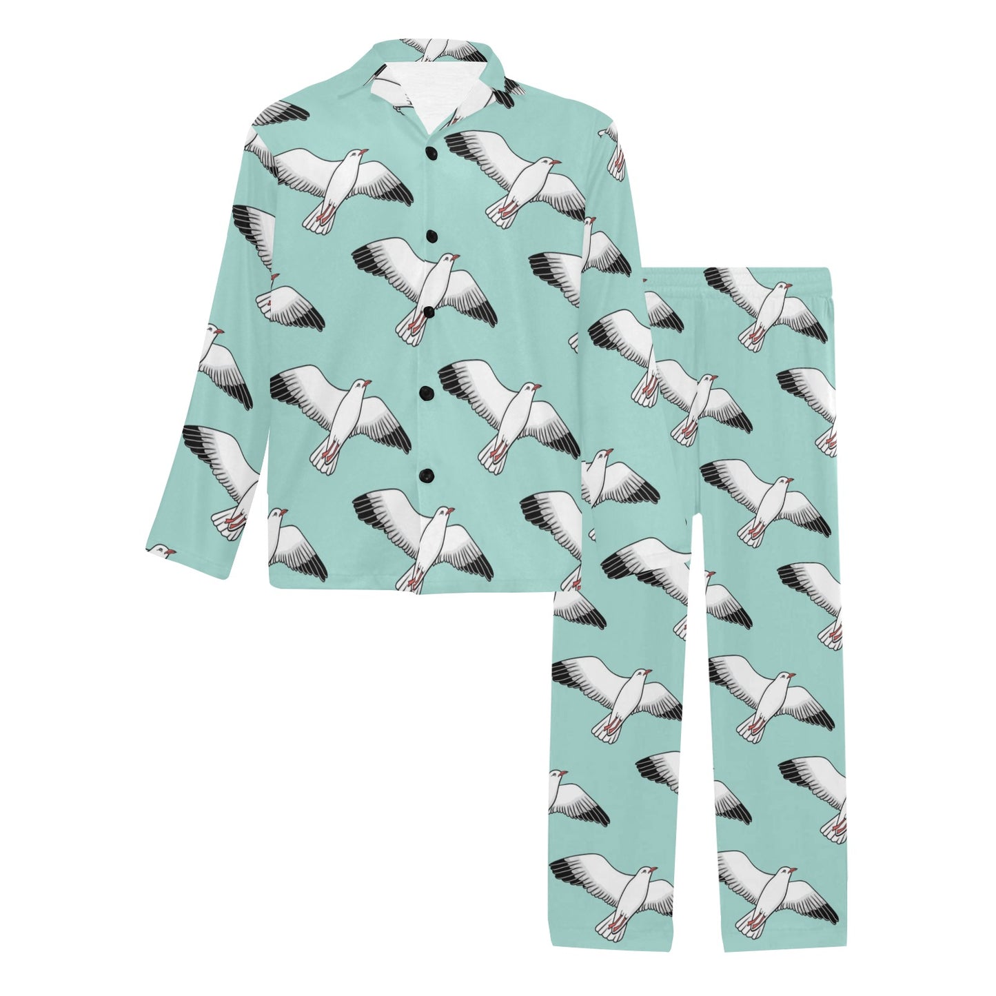 Pigeon Pattern Print Design 02 Men's Long Pajama Set