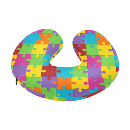 Autism Awareness Pattern Print Design 02 U-Shaped Travel Neck Pillow