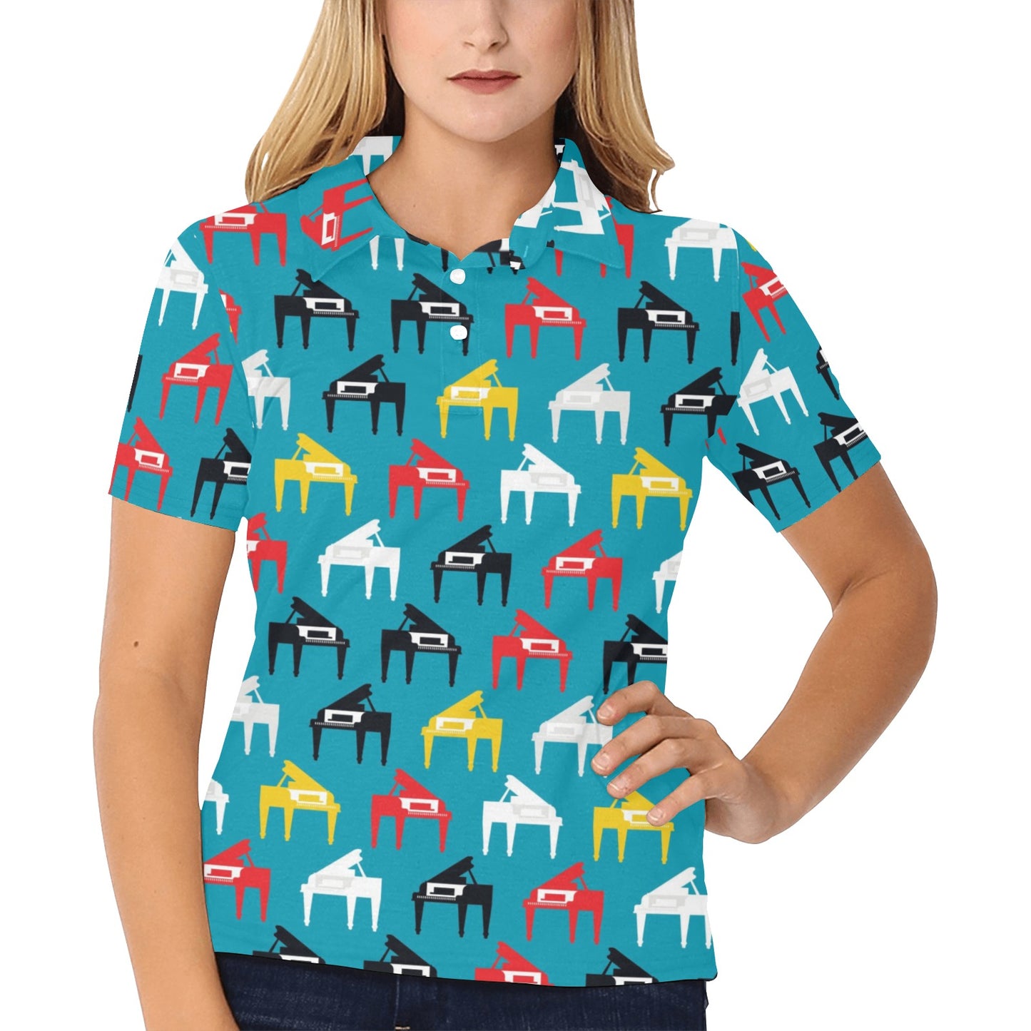 Piano Print Design LKS403 Women's Polo Shirt
