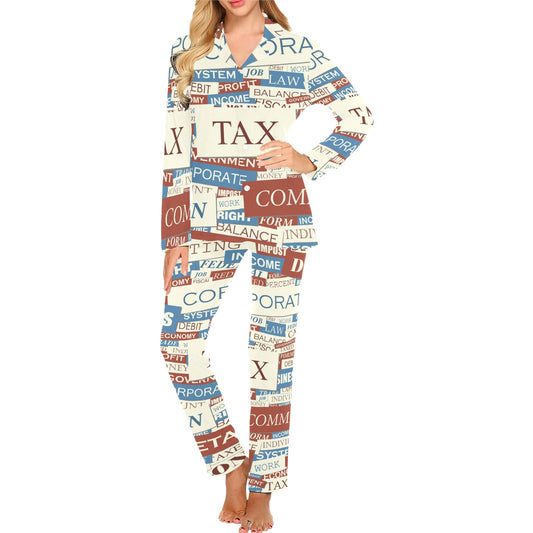 Accounting Financial Pattern Print Design 01 Women's Long Pajama Set