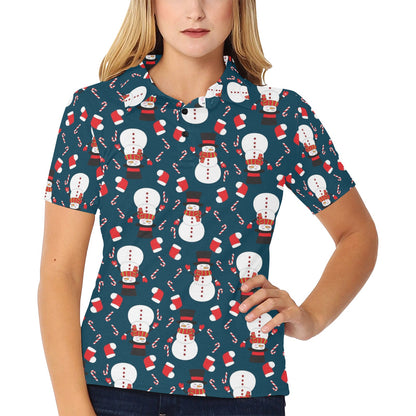 Snowman Print Design LKS301 Women's Polo Shirt
