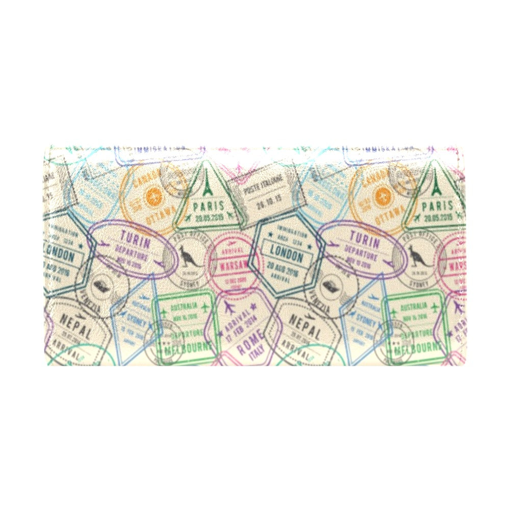 Travel Stamp Print Design LKS303 Women's Trifold Wallet