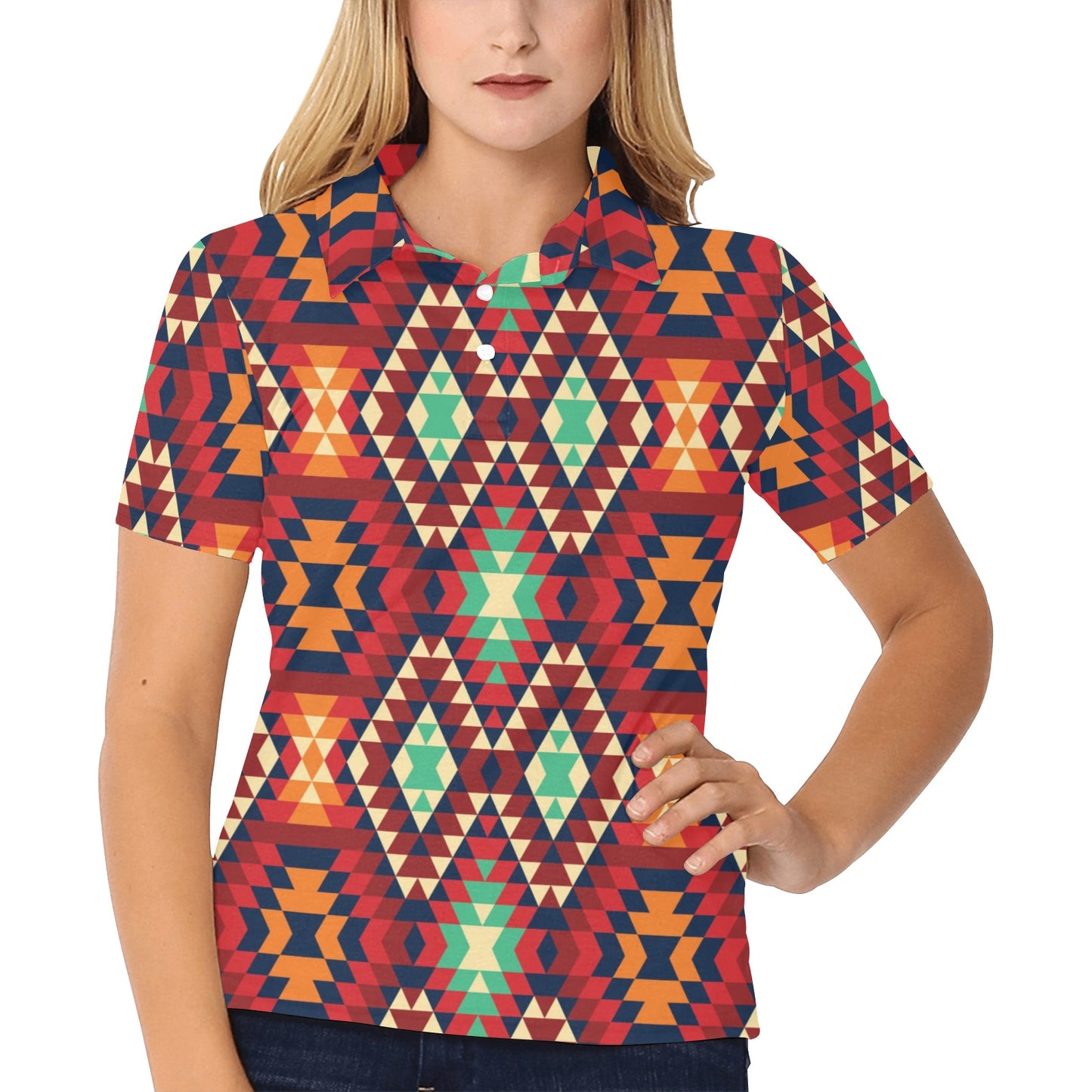 Native Pattern Print Design A07 Women's Polo Shirt