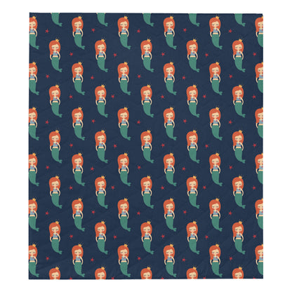 Mermaid Girl Pattern Print Design 01 Premium Quilt