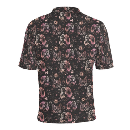 Third Eye Girl Cat Print Design LKS305 Men Polo Shirt