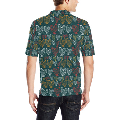 Rooster Hand Draw Design Men Polo Shirt