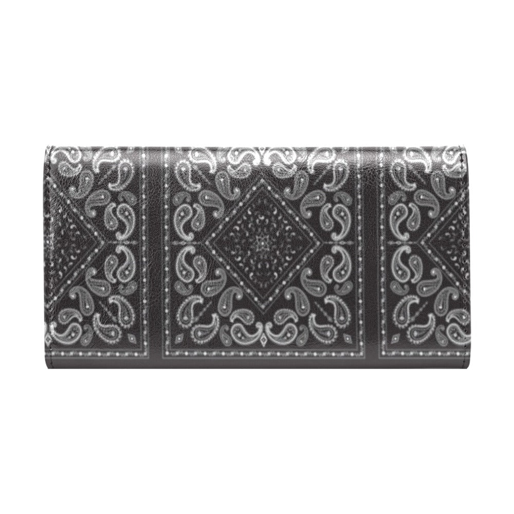 Bandana Black White Print Design LKS302 Women's Trifold Wallet