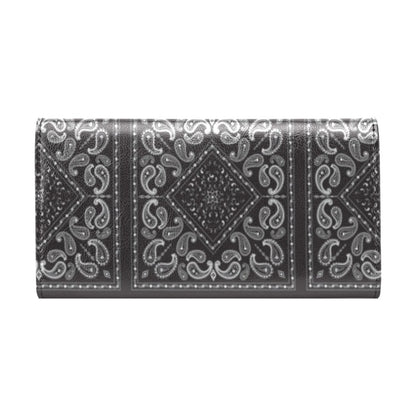 Bandana Black White Print Design LKS302 Women's Trifold Wallet