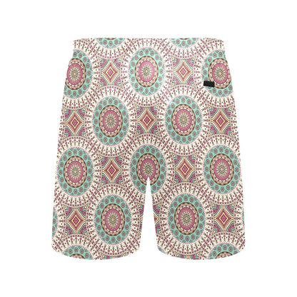 Bohemian Round Style Print Men's Swim Trunks Beach Shorts
