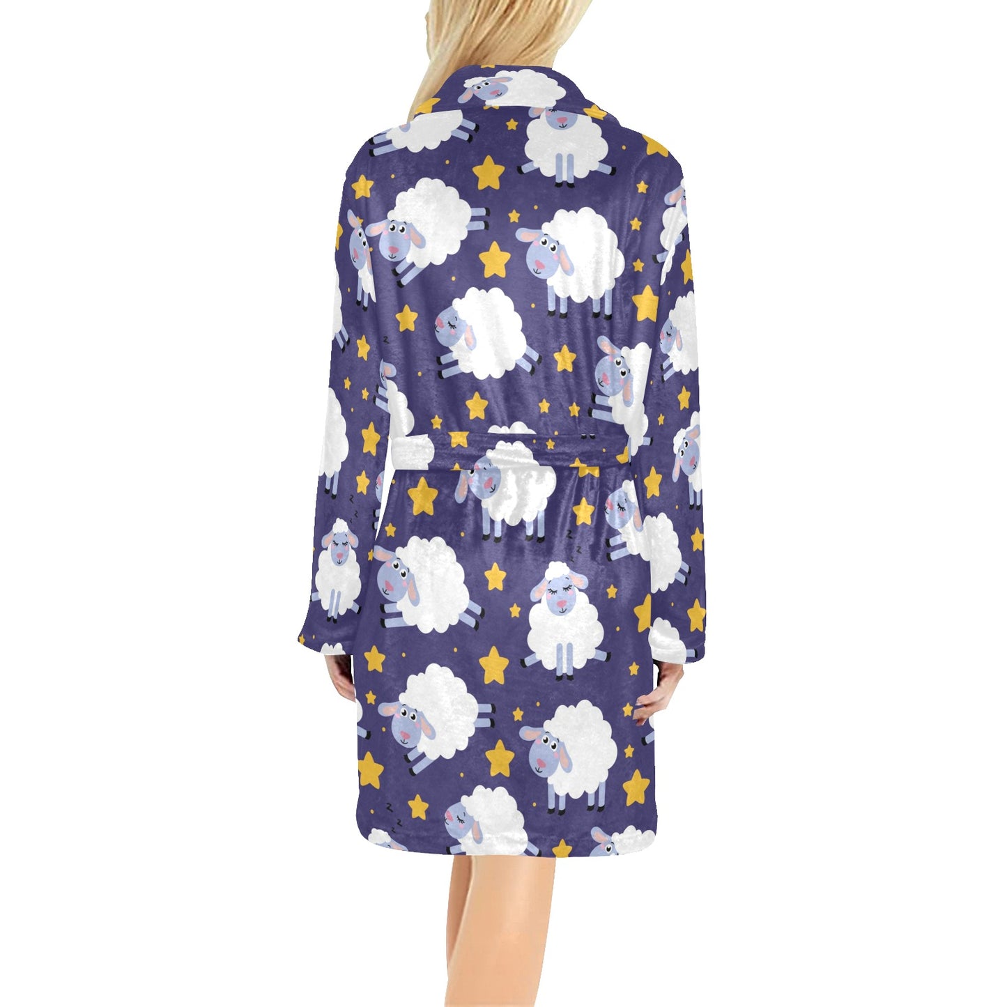 Sheep Pattern Print Design 03 Women's Fleece Robe