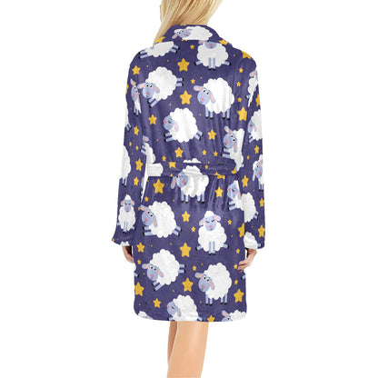 Sheep Pattern Print Design 03 Women's Fleece Robe