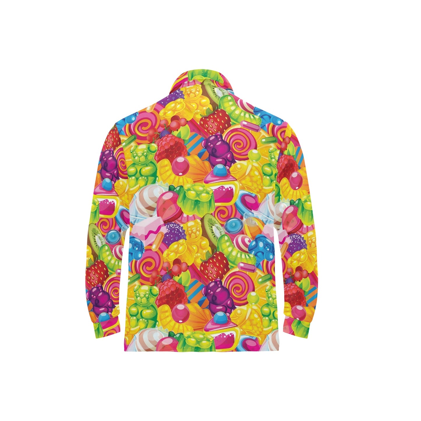 Candy Pattern Print Design CA01 Long Sleeve Polo Shirt For Men's