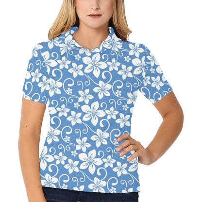 Hibiscus Pattern Print Design HB09 Women's Polo Shirt