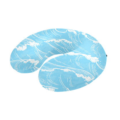Ocean Wave Pattern Print Design A01 U-Shaped Travel Neck Pillow
