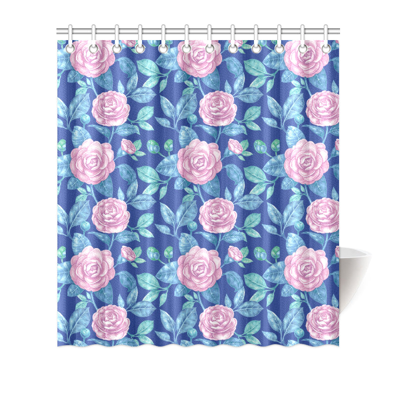 Camellia Pattern Print Design CM05 Shower Curtain