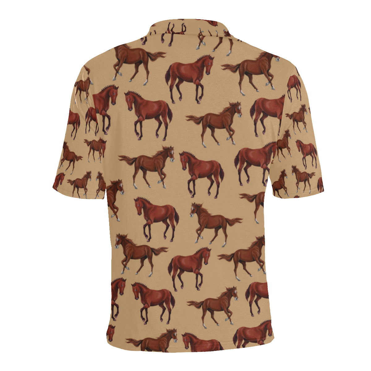 Brown Horse Print Pattern Men Polo Shirt