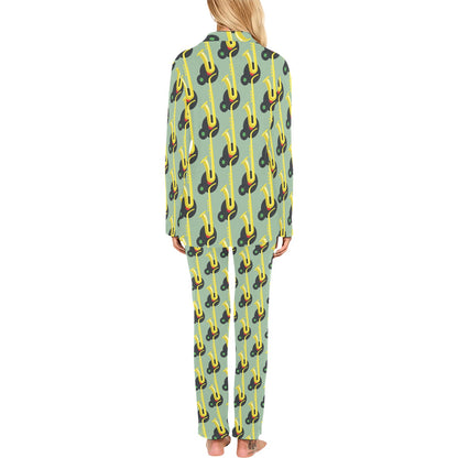 Saxophone Print Design LKS405 Women's Long Pajama Set