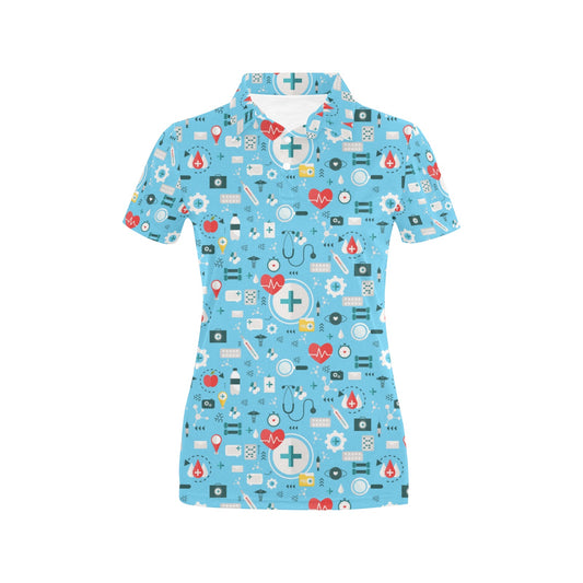 Medical Pattern Print Design 06 Women's Polo Shirt