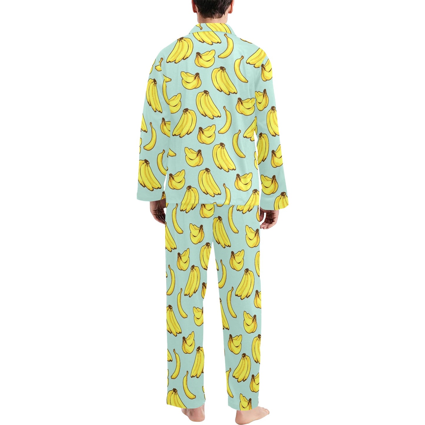 Banana Pattern Print Design BA04 Men's Long Pajama Set
