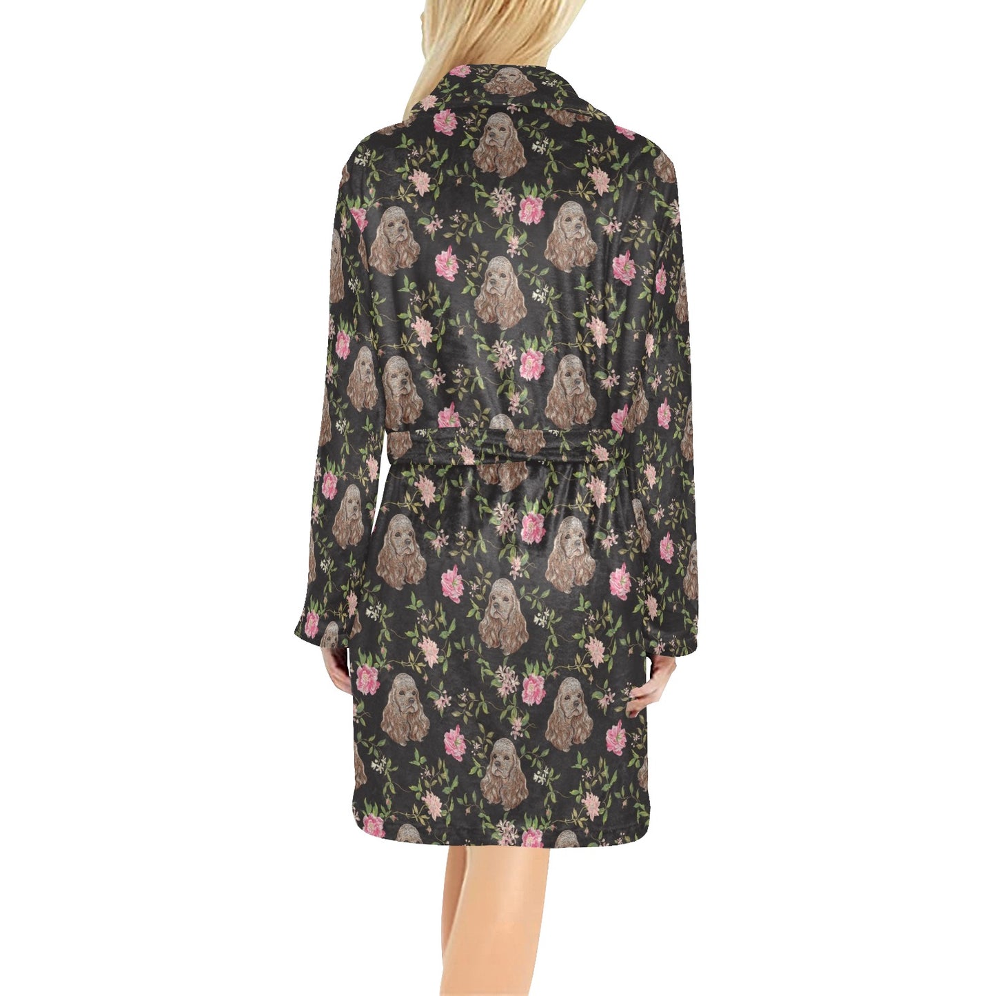 Cocker Pattern Print Design 03 Women's Fleece Robe