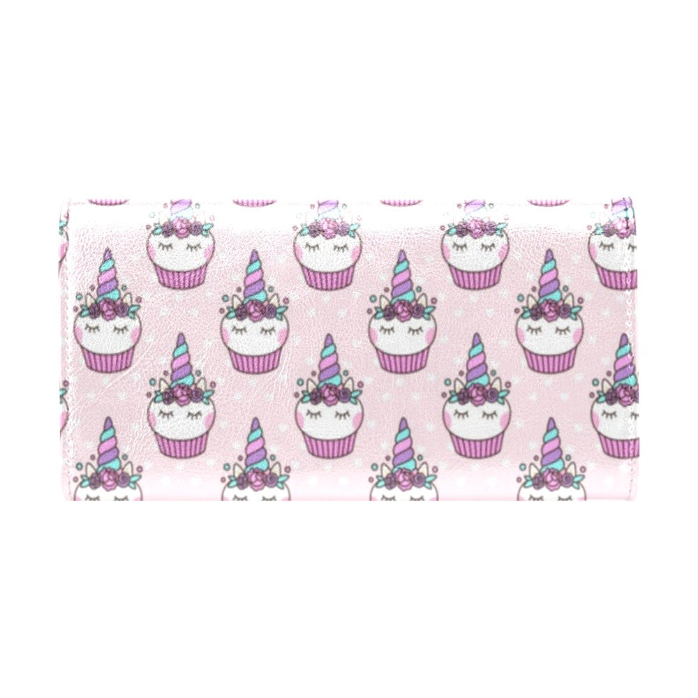 Cupcakes Unicorn Print Pattern Women's Trifold Wallet