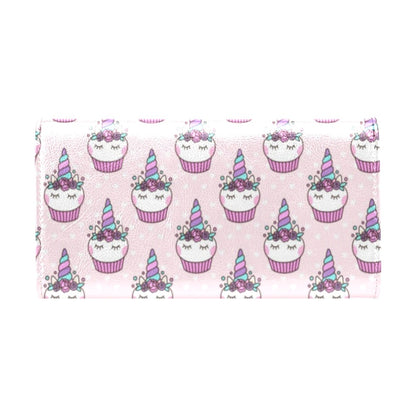 Cupcakes Unicorn Print Pattern Women's Trifold Wallet