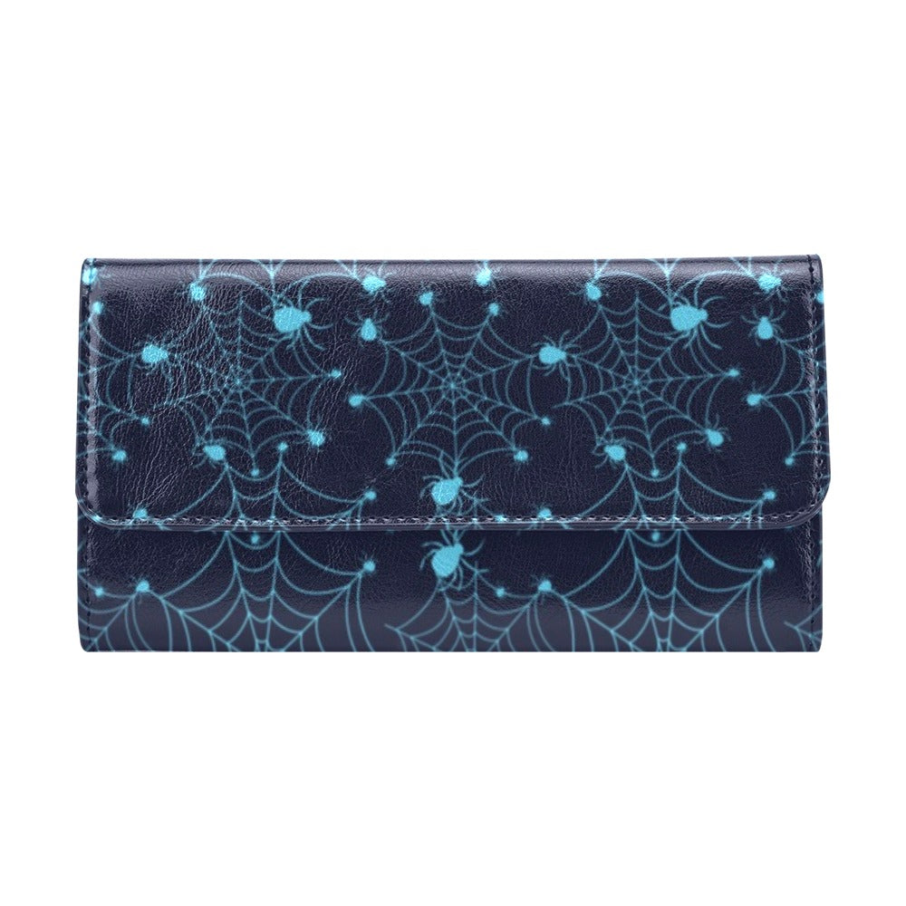 Spider Web Blue Print Design LKS304 Women's Trifold Wallet