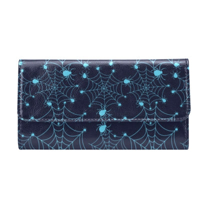 Spider Web Blue Print Design LKS304 Women's Trifold Wallet