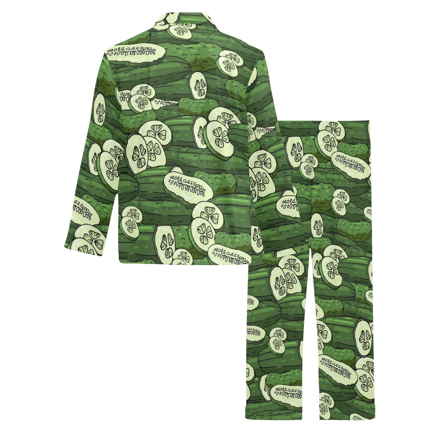 Cucumber Pattern Print Design CC01 Men's Long Pajama Set