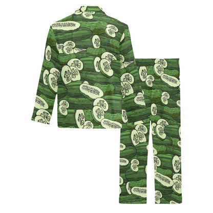 Cucumber Pattern Print Design CC01 Men's Long Pajama Set