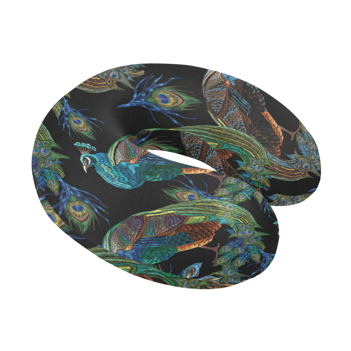 Peacock Pattern Print Design A04 U-Shaped Travel Neck Pillow
