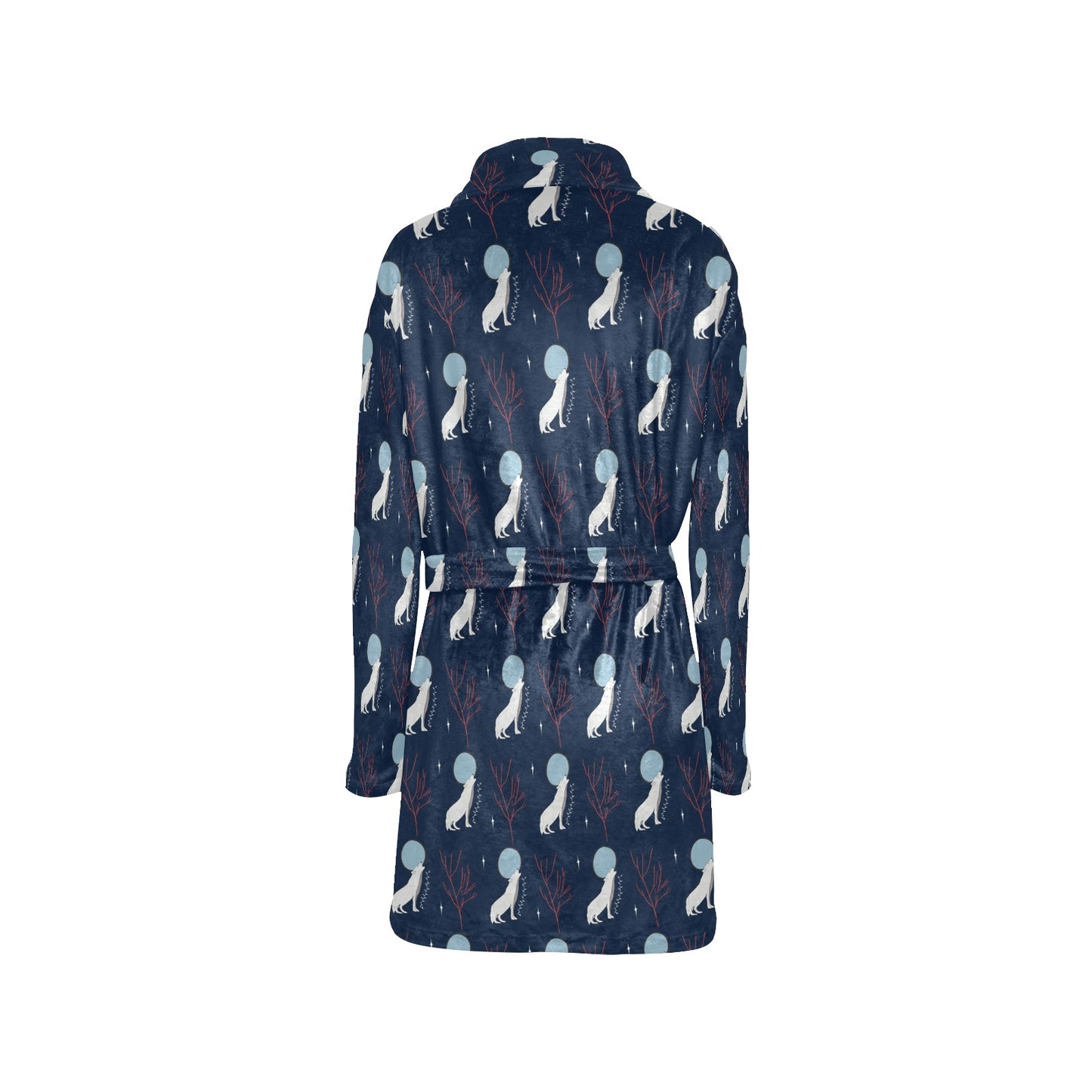 Wolf Moon Print Design LKS304 Women's Fleece Robe