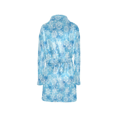 Snowflake Blue Print Design LKS301 Women's Fleece Robe