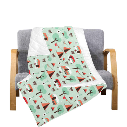 Camper Tent Pattern Print Design 01 Premium Quilt