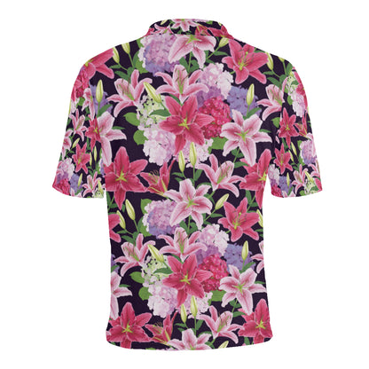 Lily Pattern Print Design LY017 Men Polo Shirt