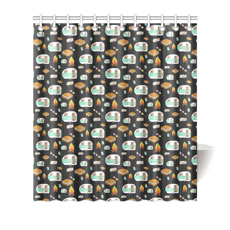 Camper marshmallow Camping Design Print Shower Curtain