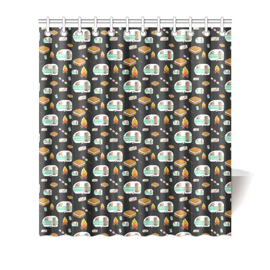 Camper marshmallow Camping Design Print Shower Curtain