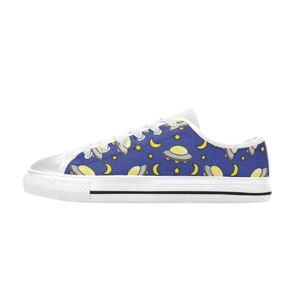 UFO Print Design LKS309 Women's White Low Top Shoes
