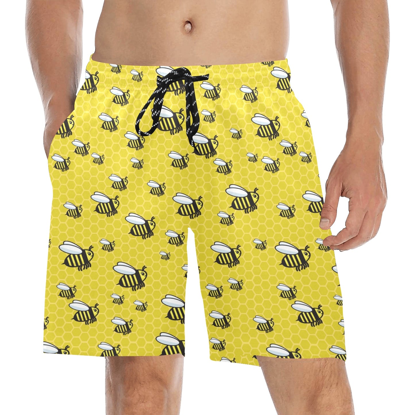 Bee Cute Print Design LKS308 Men's Swim Trunks Beach Shorts
