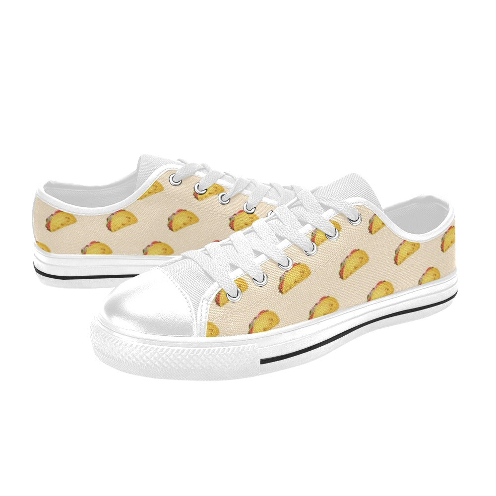 Taco Print Design LKS302 Women's White Low Top Shoes