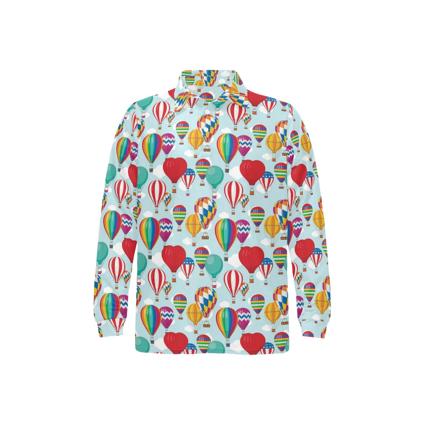 Ballon Pattern Print Design 07 Long Sleeve Polo Shirt For Men's
