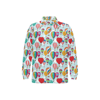 Ballon Pattern Print Design 07 Long Sleeve Polo Shirt For Men's