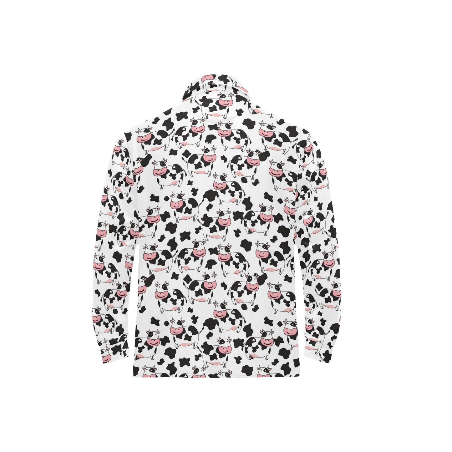 Cow Pattern Print Design 02 Long Sleeve Polo Shirt For Men's