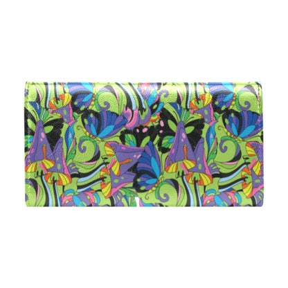 Psychedelic Trippy Mushroom Themed Women's Trifold Wallet